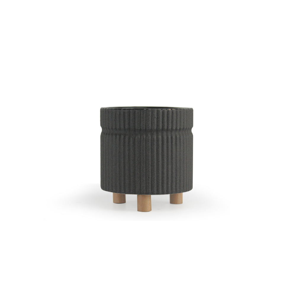 Galore Home Ridged Tripod vaso ceramica medium bianco