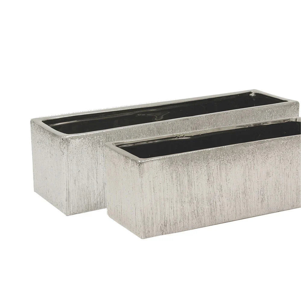 Galore Home Etched Metallic Silver vaso ceramica argentata