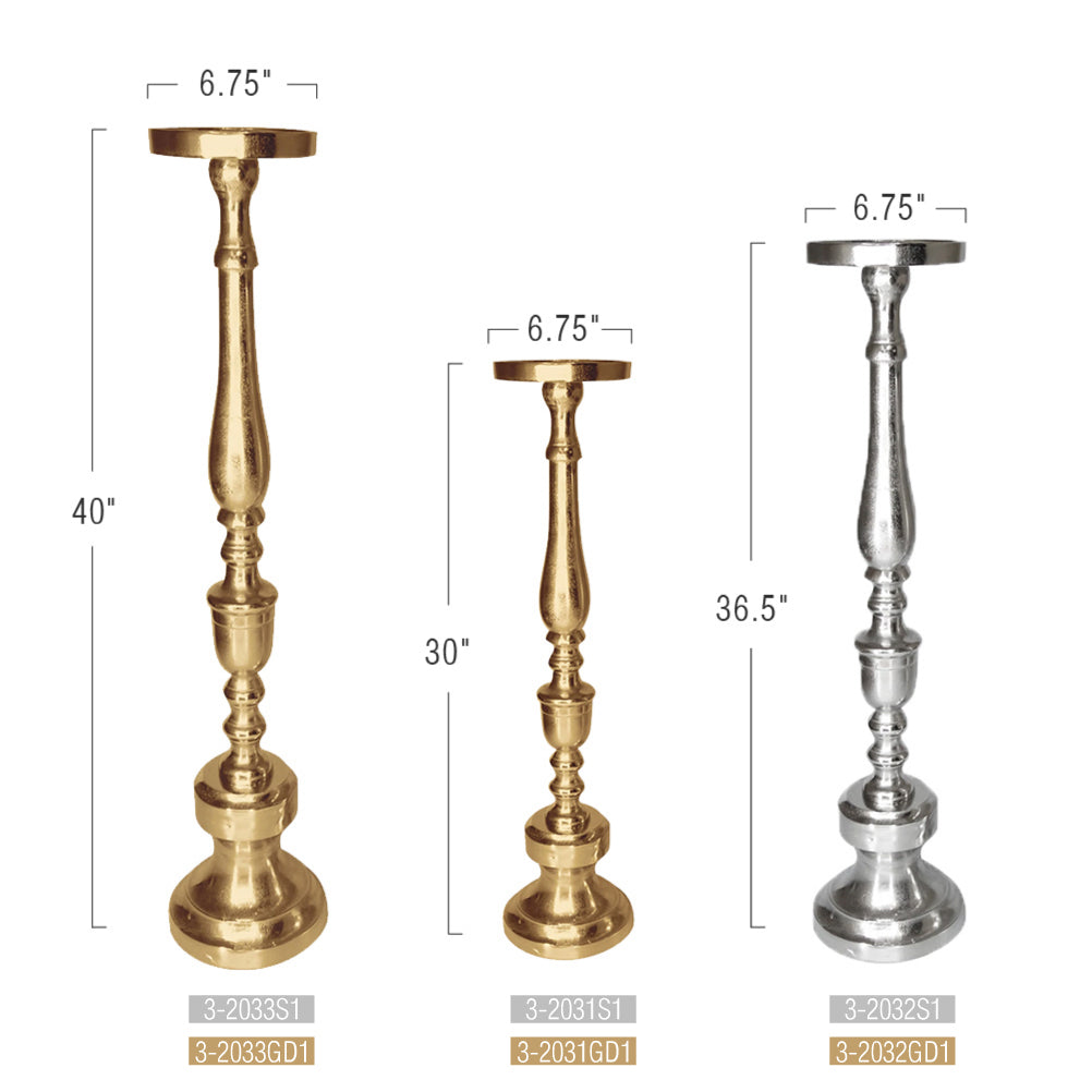 Galore Home Megara 3-2033 portacandele da terra Large oro alluminio