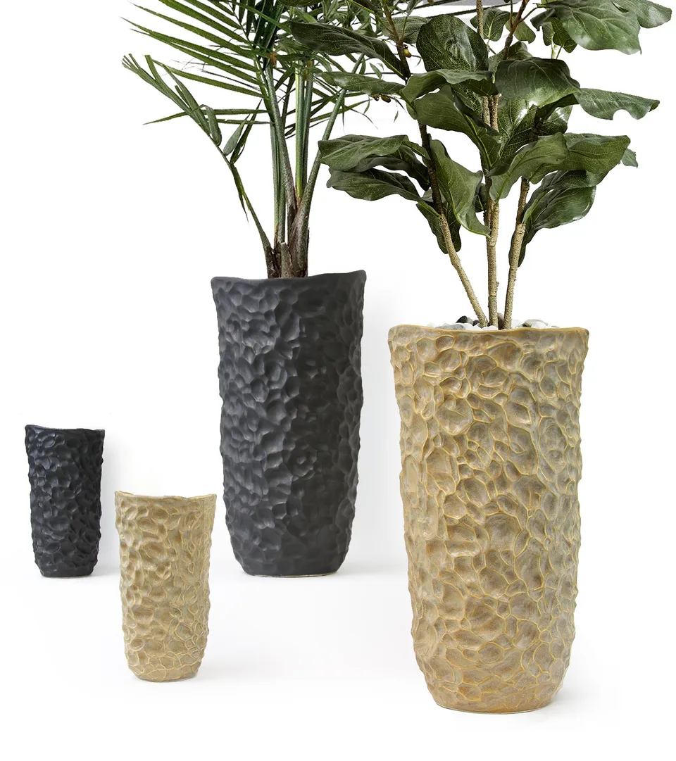 Galore Home Urbane Vaso Ceramica Nero Large Testurizzato