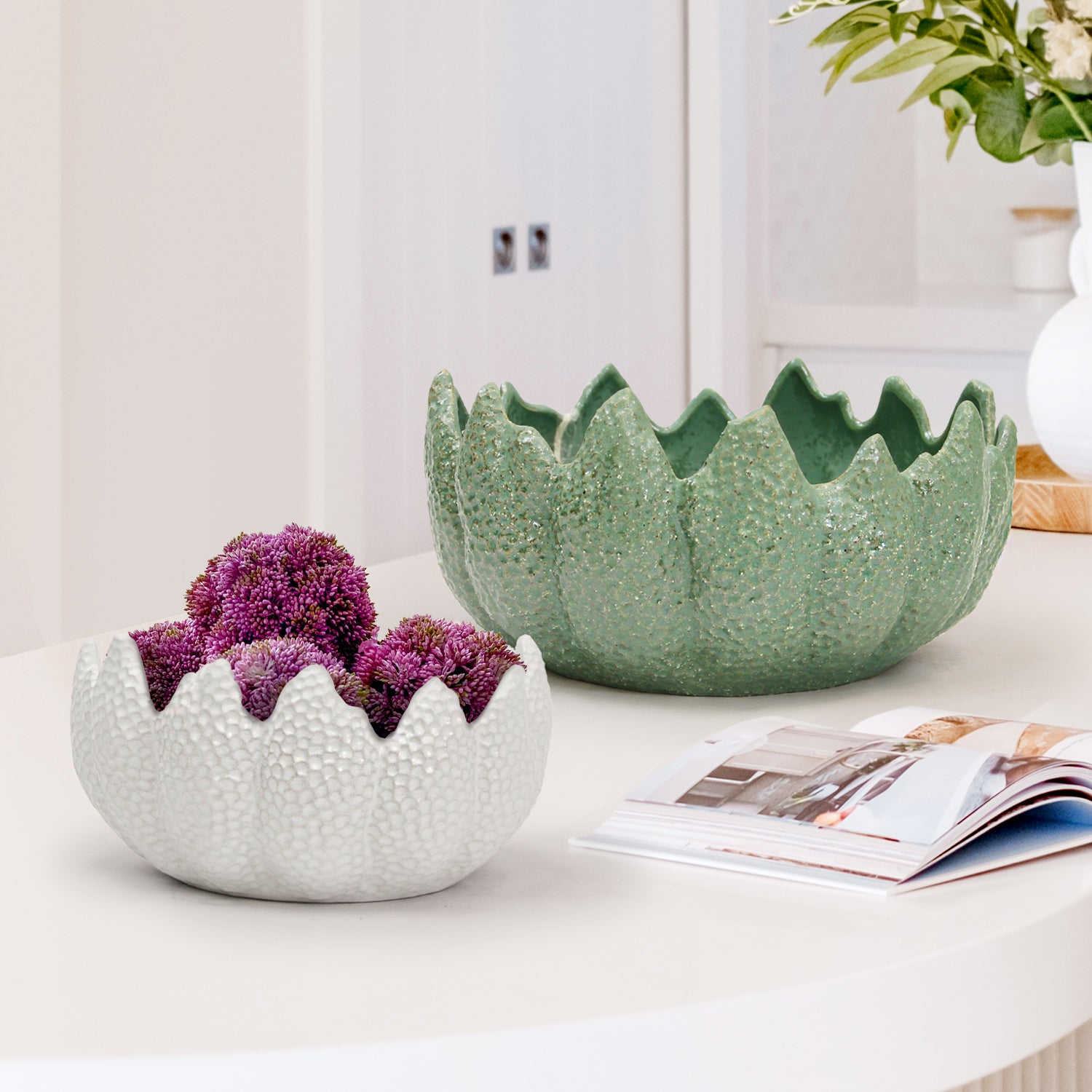 Galore Home Aurora Crest vaso ceramica piccolo bianco