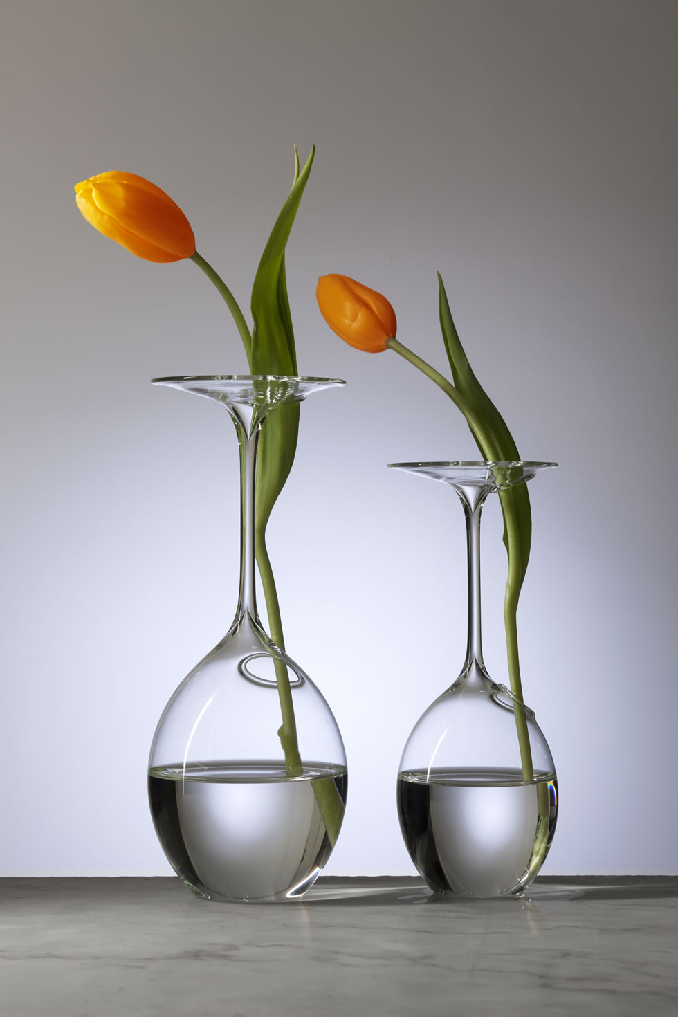 B&C Monofiore Flute Vaso Vetro Soffiato a Mano