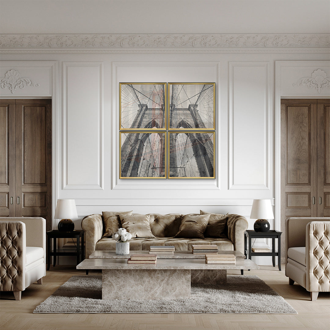 Galore Home Kinetic Set 4 Quadri Ponti Nero Oro