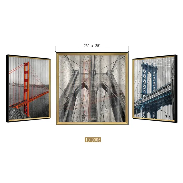 Galore Home Kinetic Bridge quadro 3D 63,5 cm nero oro