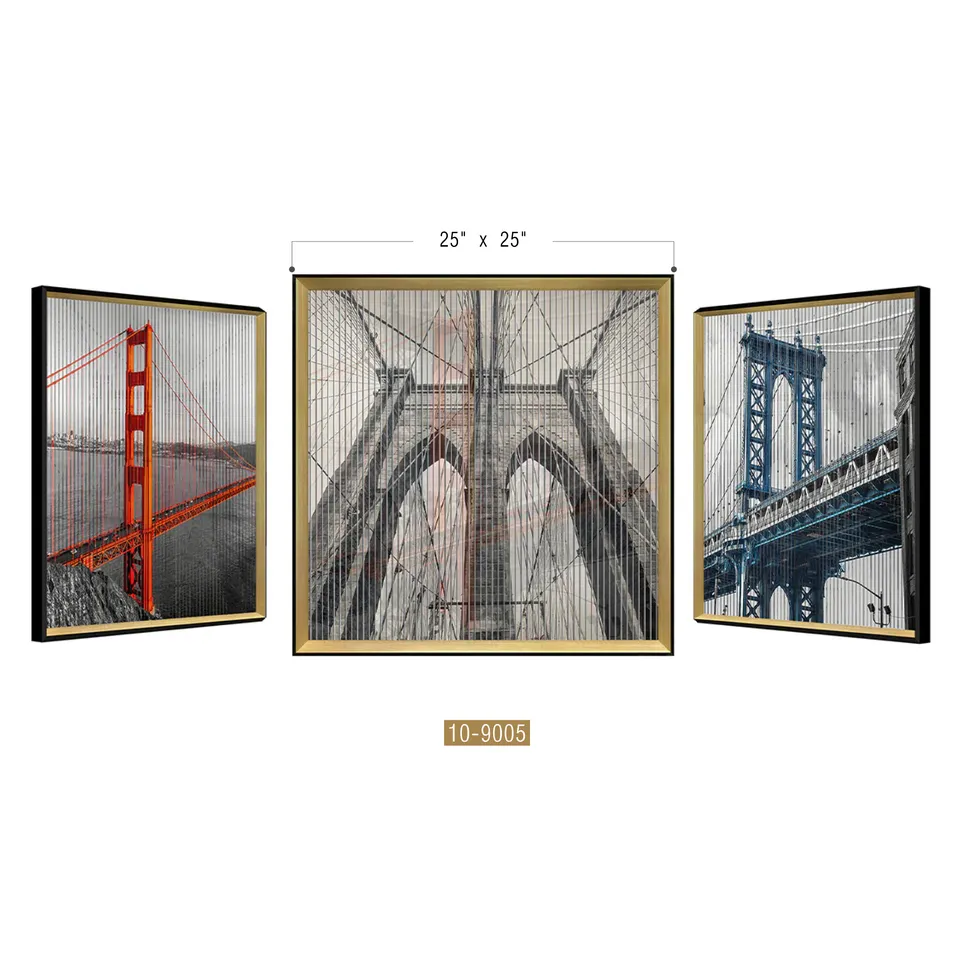 Galore Home Kinetic Bridge quadro 3D 63,5 cm nero oro