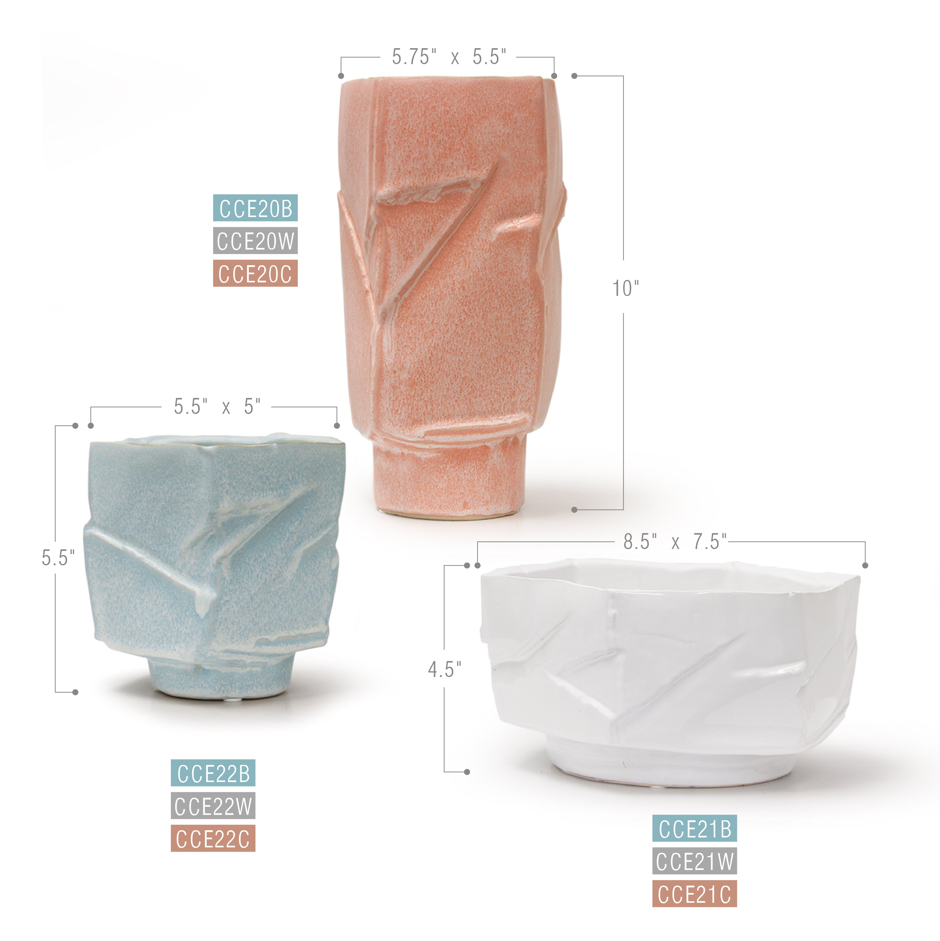 Galore Home Canyon vaso ceramica alto bianco lucido