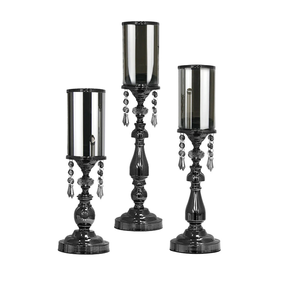 Galore Home Black Crystal portacandele grande nero