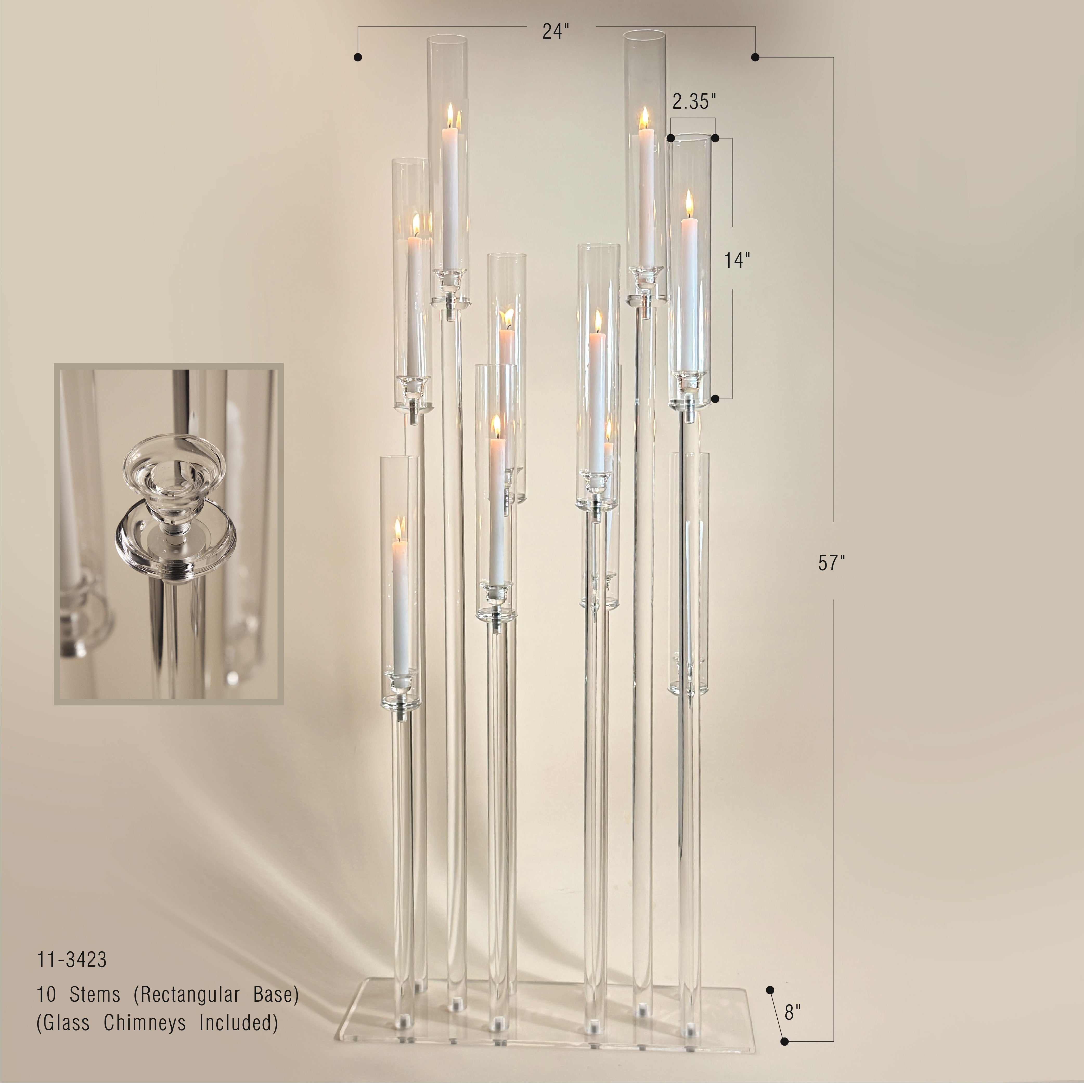 Galore Home Diamond Glow candelabro acrilico 10 fiamme