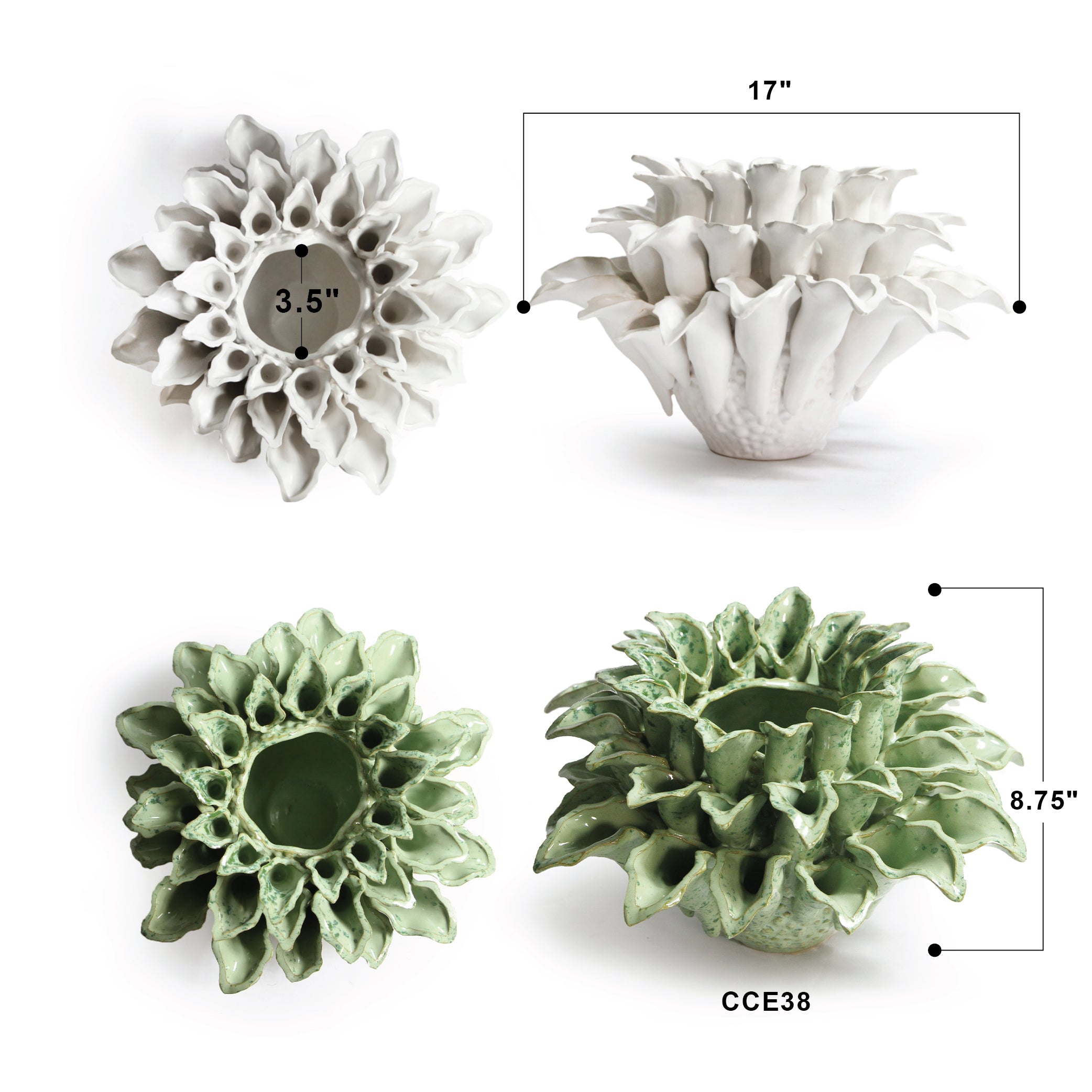 Galore Home Lotus Cascade CCE38 vaso ceramica verde 22 cm