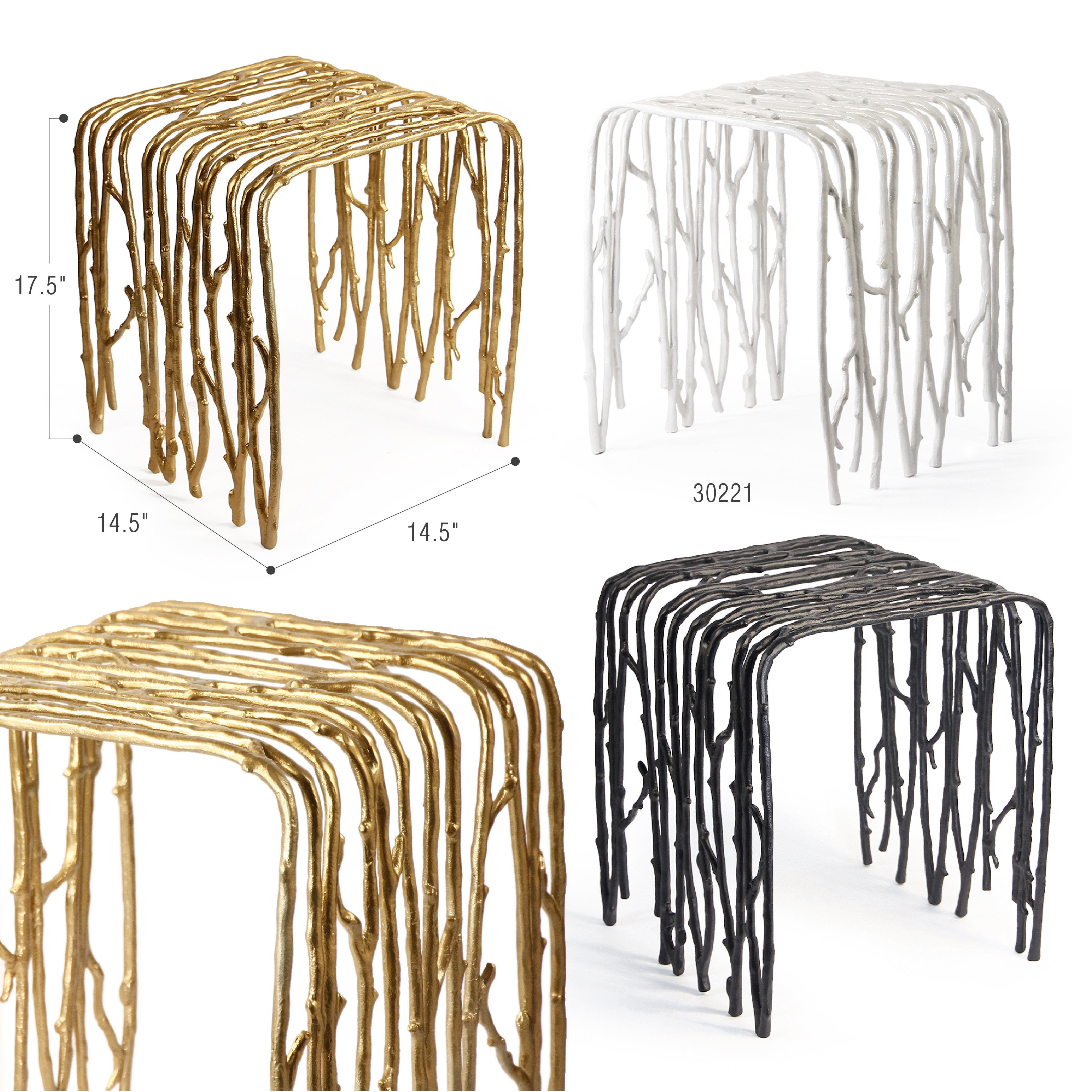 Galore Home Twig 30221 tavolino alluminio oro