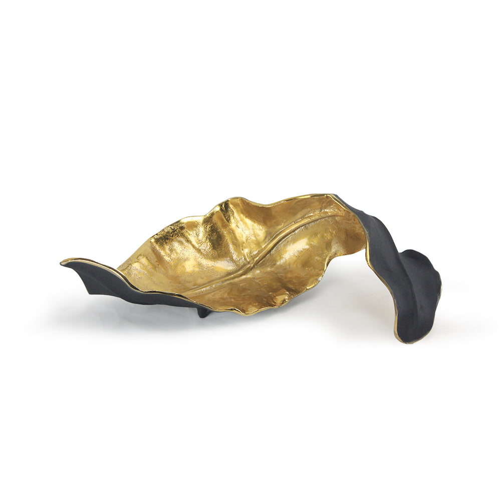 Galore Home Entwined Leaf scultura metallo nero oro large
