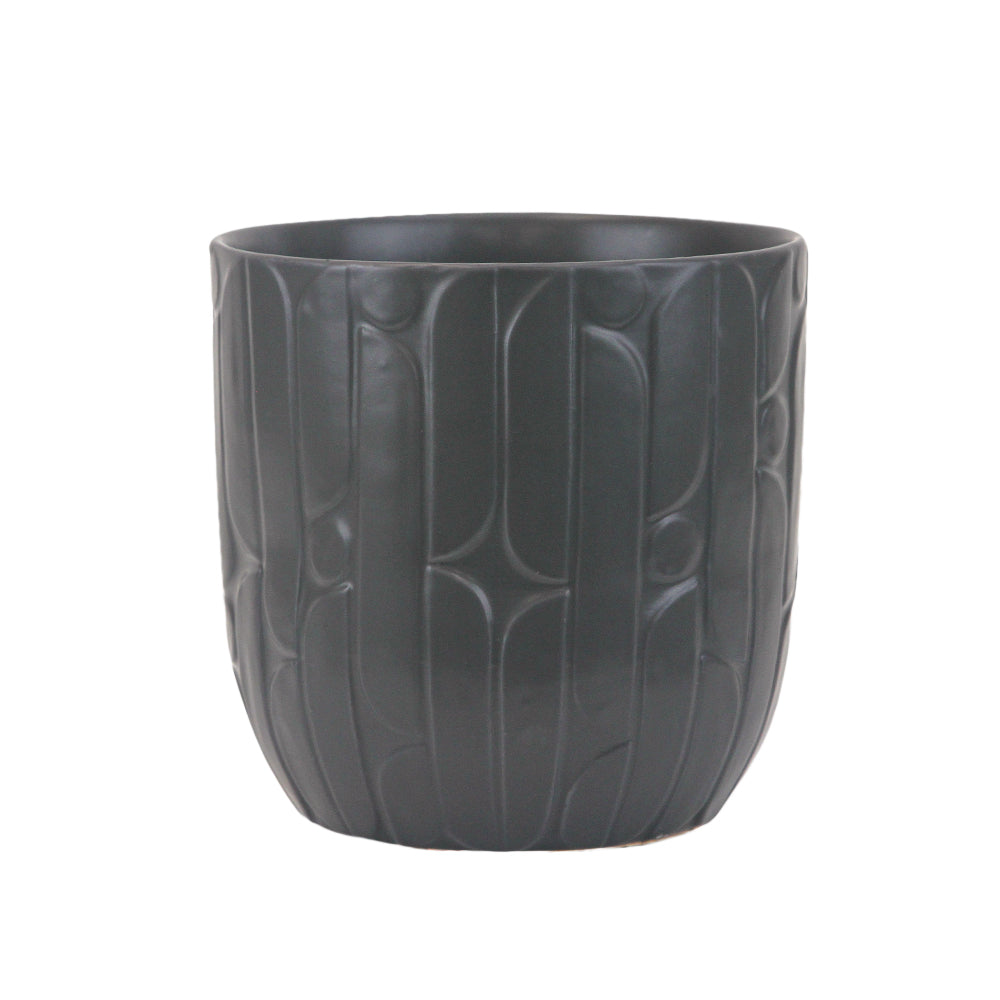 Galore Home Ridged vaso ceramica nero rigato