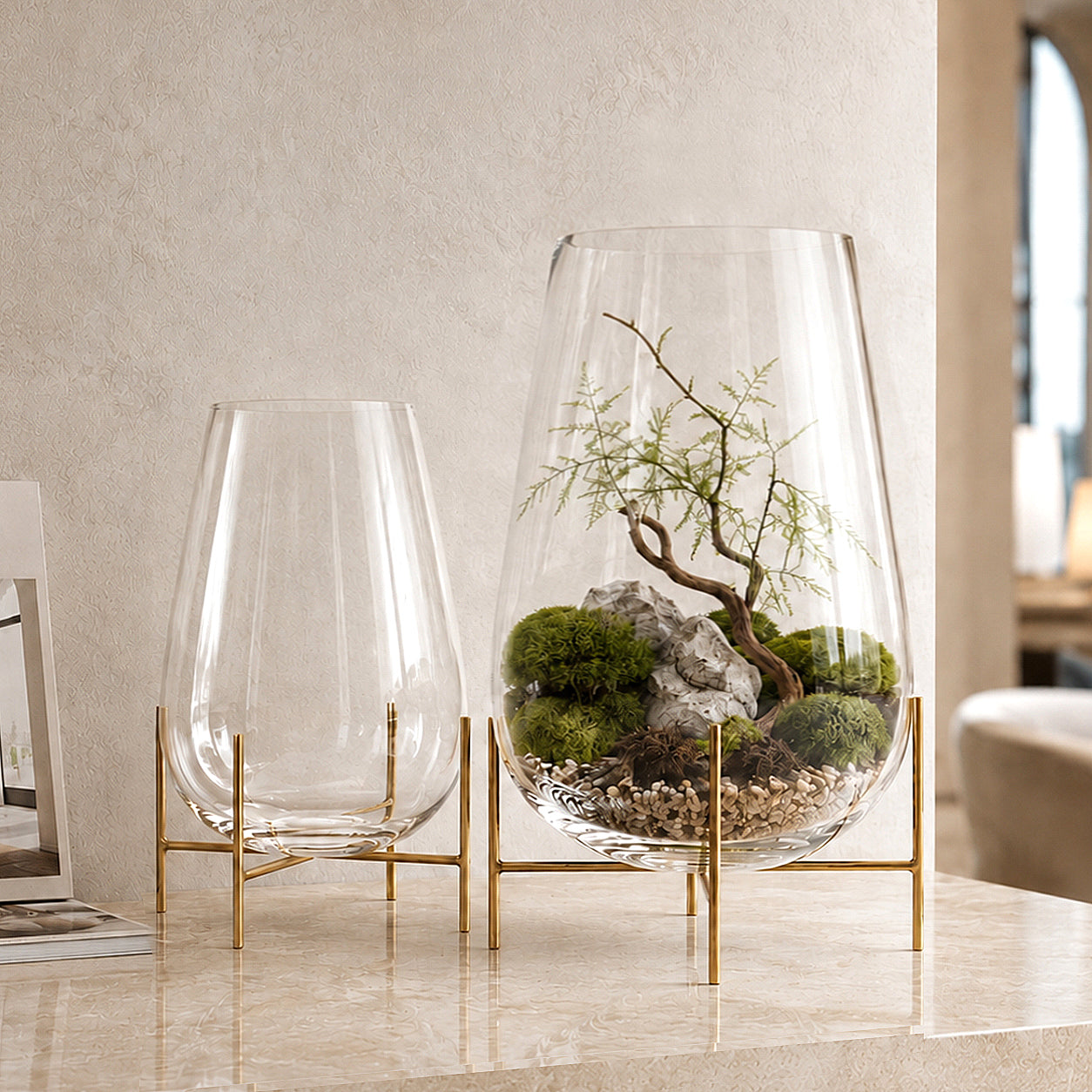 Galore Home Blooming terrario vetro Small con supporto