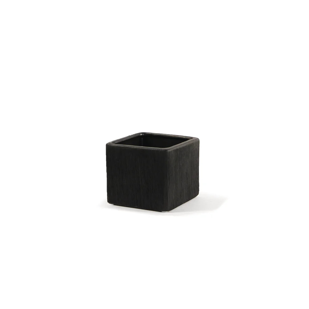 Galore Home Etched portavaso cubo CPR49 nero ceramica