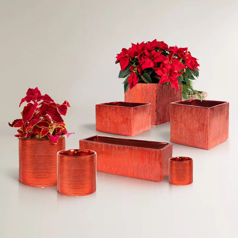 Galore Home Etched Red CCN58 vaso ceramica rosso