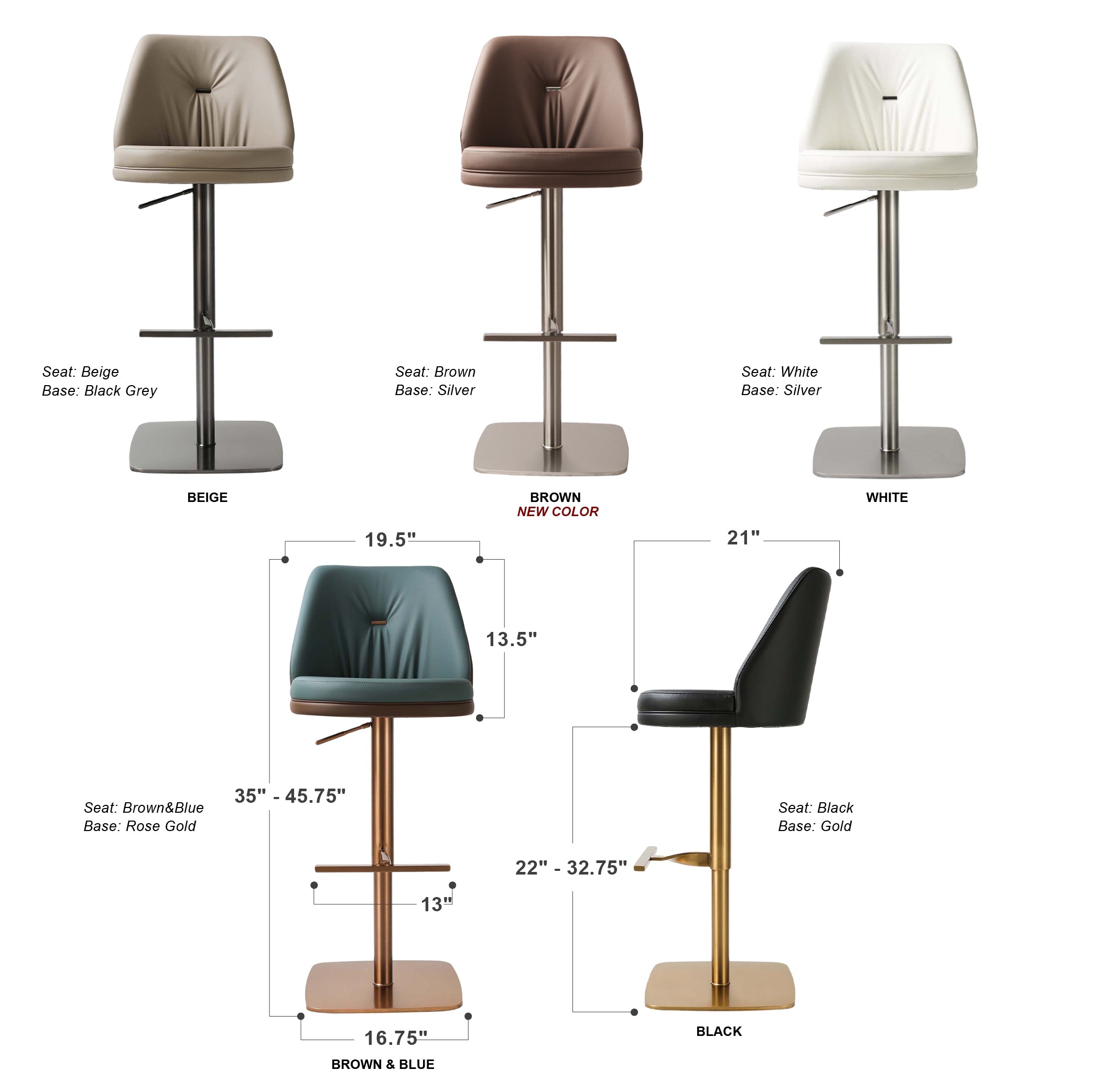 Galore Home Zeno Swivel sgabello bar marrone girevole