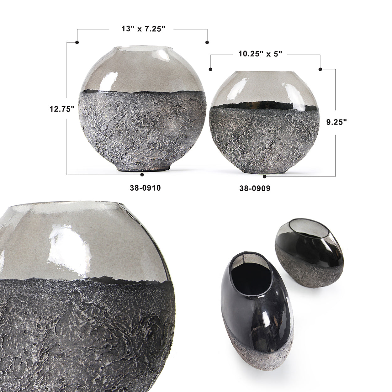 Galore Home Lunar vaso vetro ovale grande trasparente