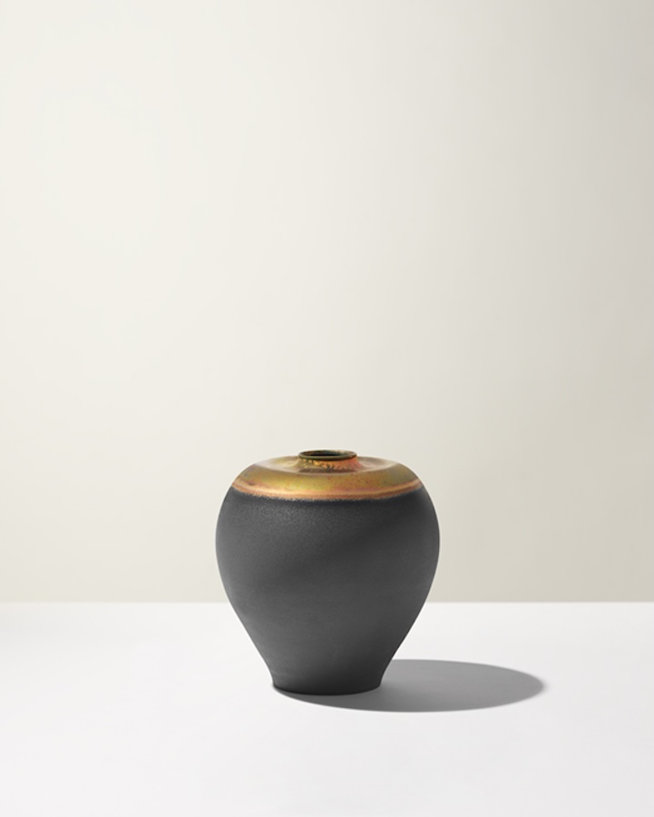 Ceramica Gatti 1928 Crateri Cratere Nero CC32 vaso riflessi metallici