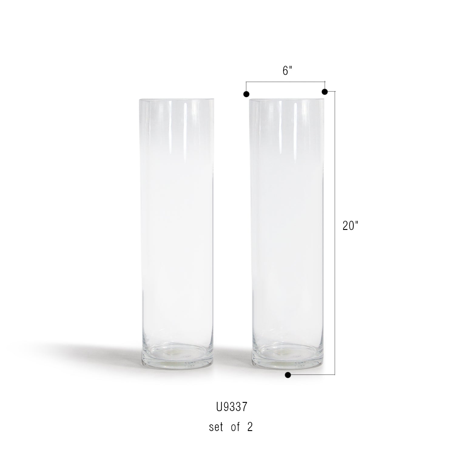 Galore Home vaso vetro cilindro trasparente set 2 pezzi 50cm