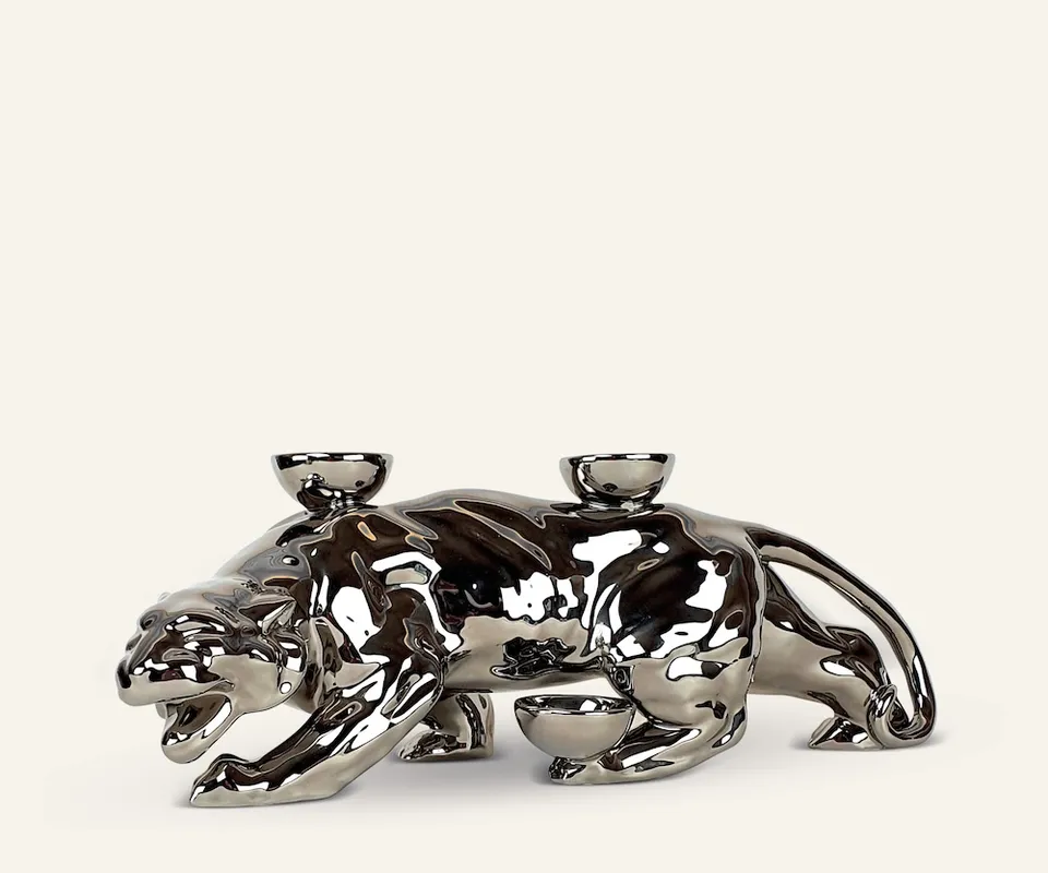 Ceramica Gatti 1928 Luce Selvaggia Pantera AC828 scultura multicolore