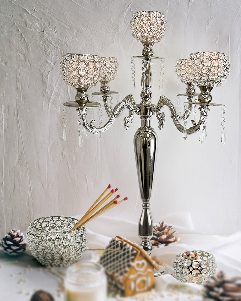 Galore Home Crystal Candelabra candelabro 5 bracci