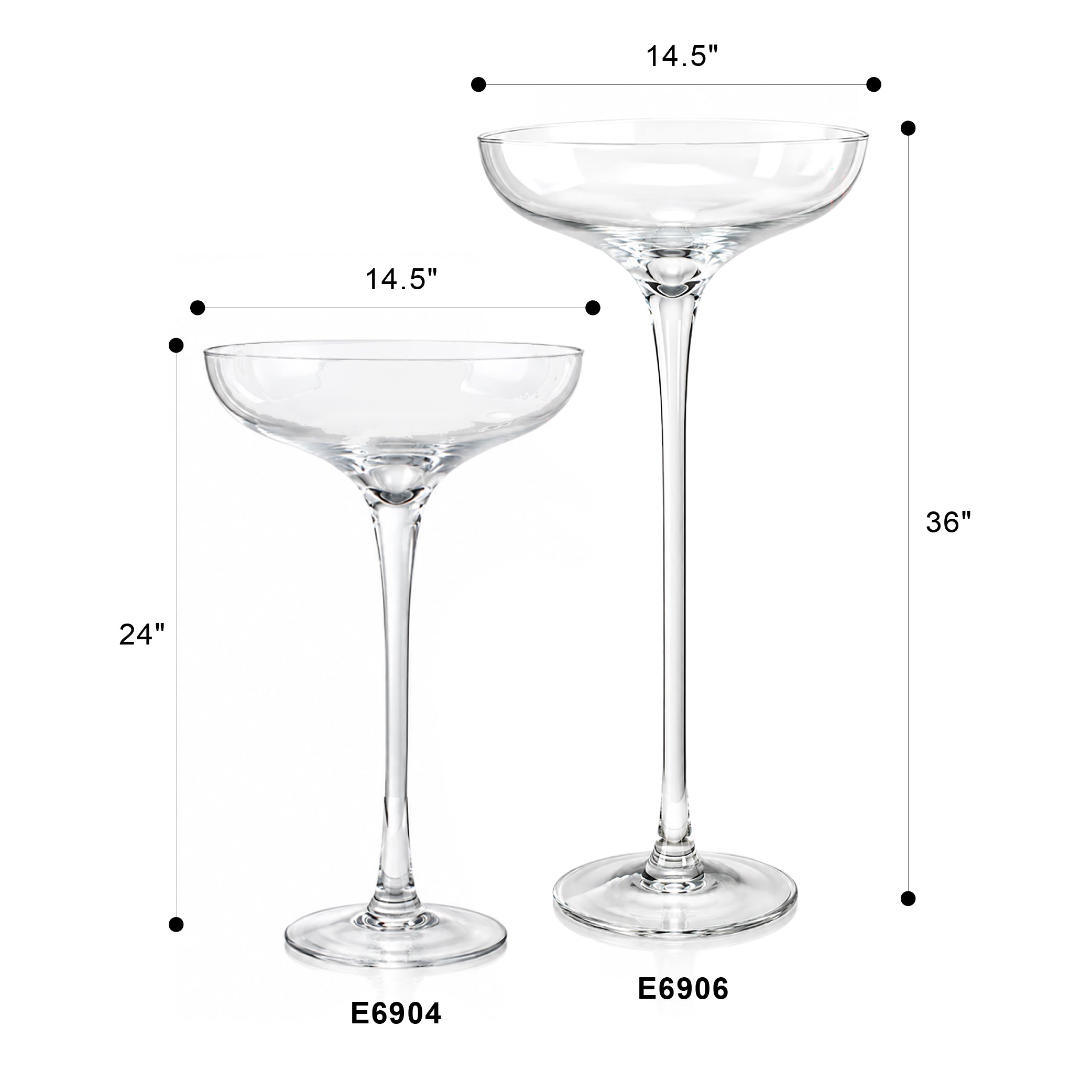 Galore Home Champagne Saucer E6906 vaso vetro 91 cm