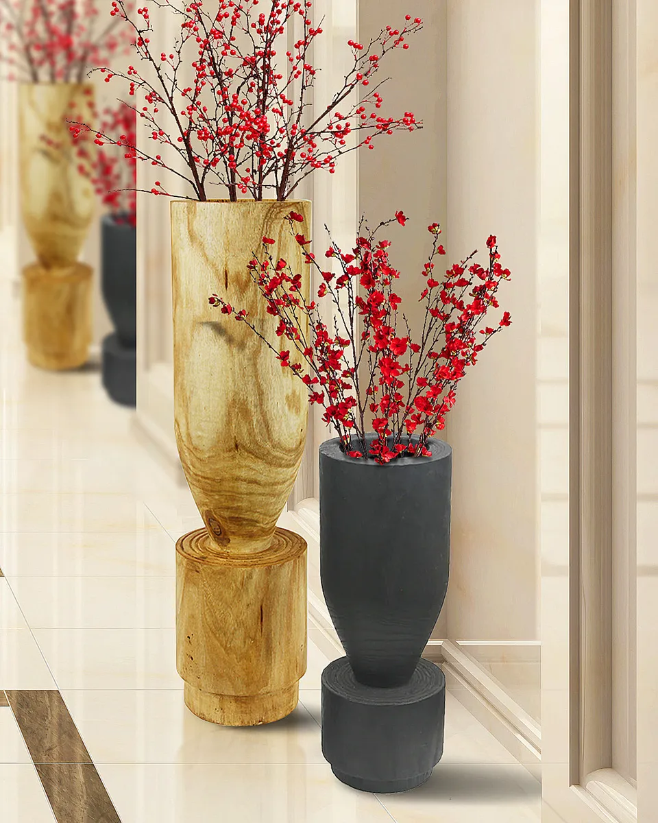 Galore Home Sculptural Wood vaso legno naturale