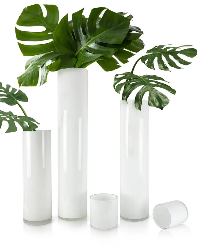 Galore Home vaso vetro cilindro bianco opaco 81cm