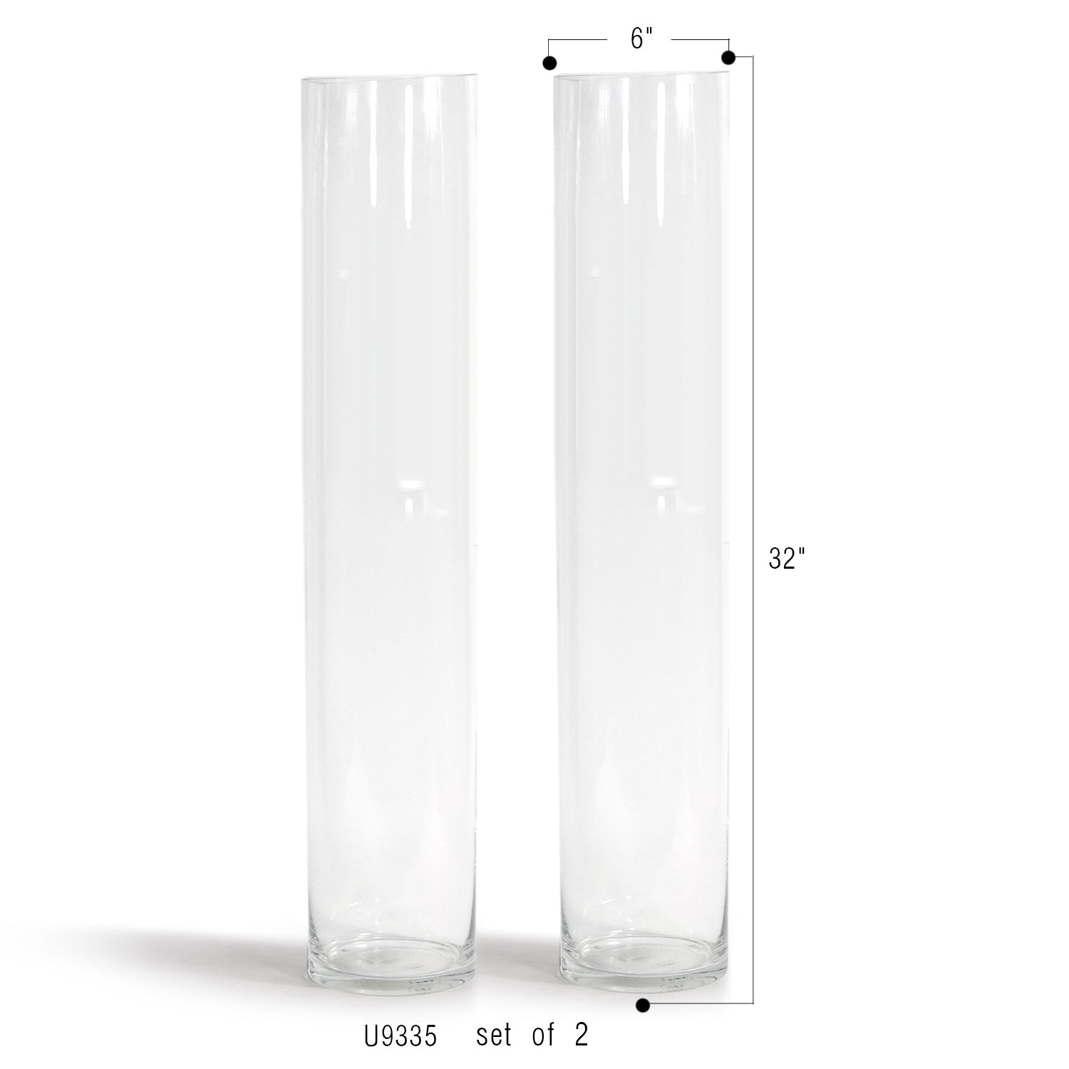 Galore Home vaso vetro cilindro trasparente set 2 pezzi 50cm