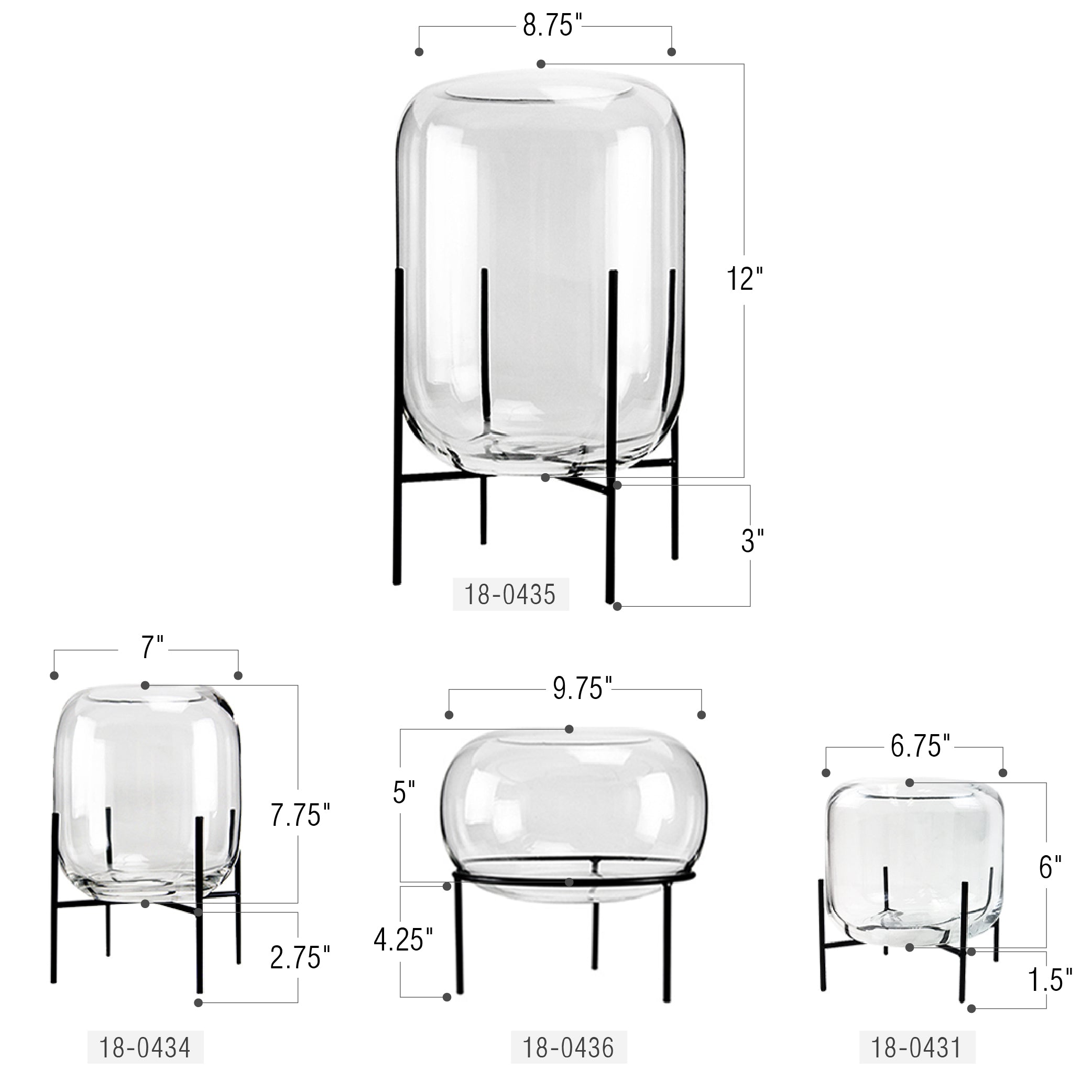 Galore Home Mousseaux 18-0435 terrario vetro X-Large 38 cm