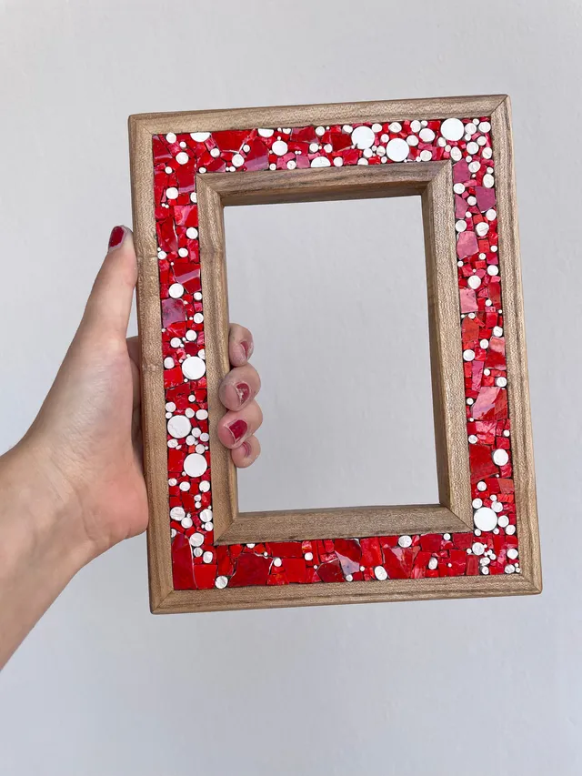 Il nido del picchio cornice portafoto olmo mosaico rosso 10x15