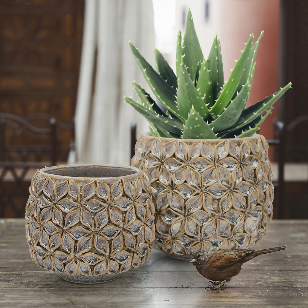 Galore Home Lotus vaso ceramica loto scolpito a mano small
