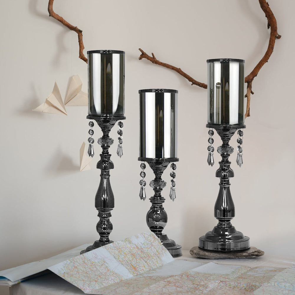 Galore Home Black Crystal portacandele grande nero