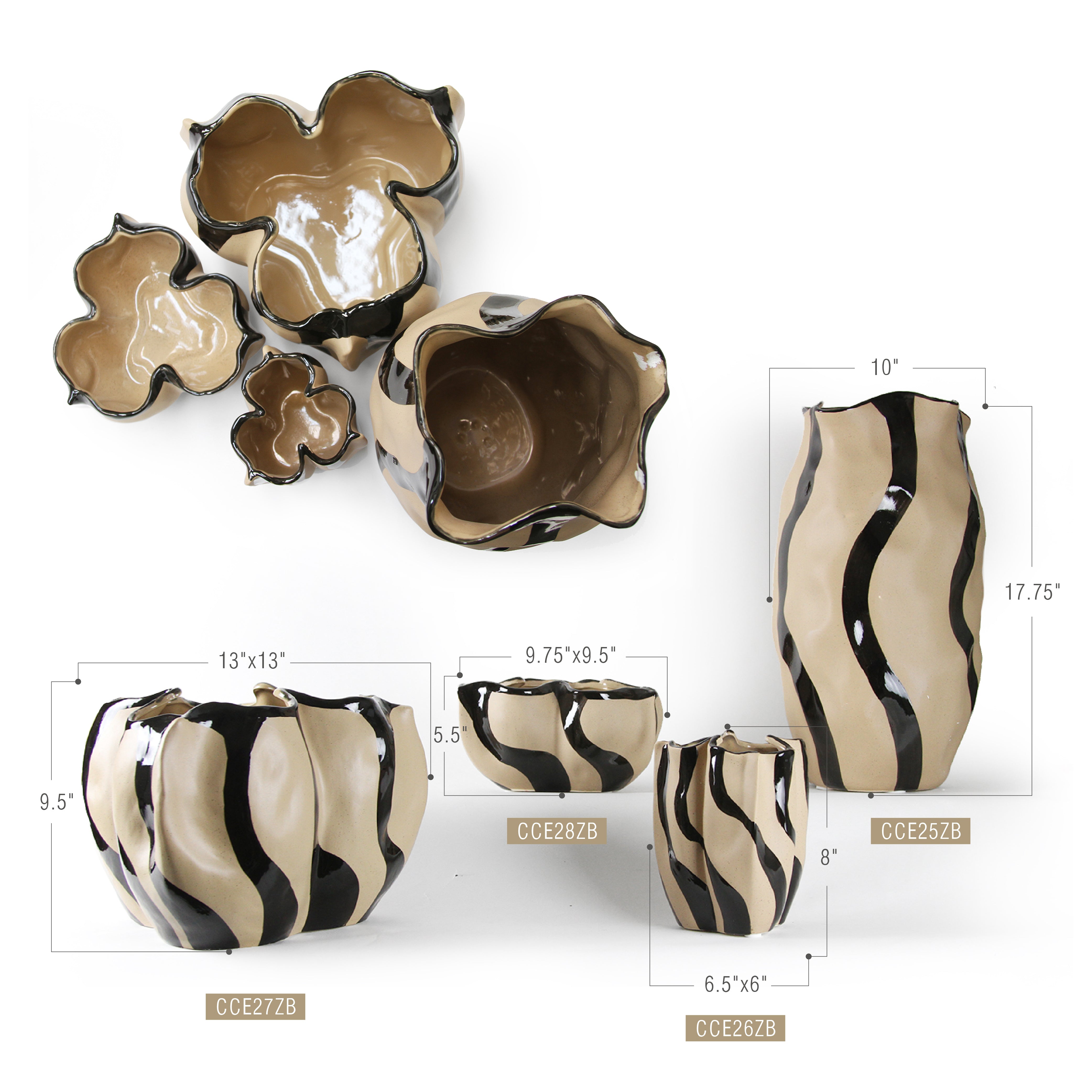 Galore Home Nebula vaso ceramica piccolo 8 pollici