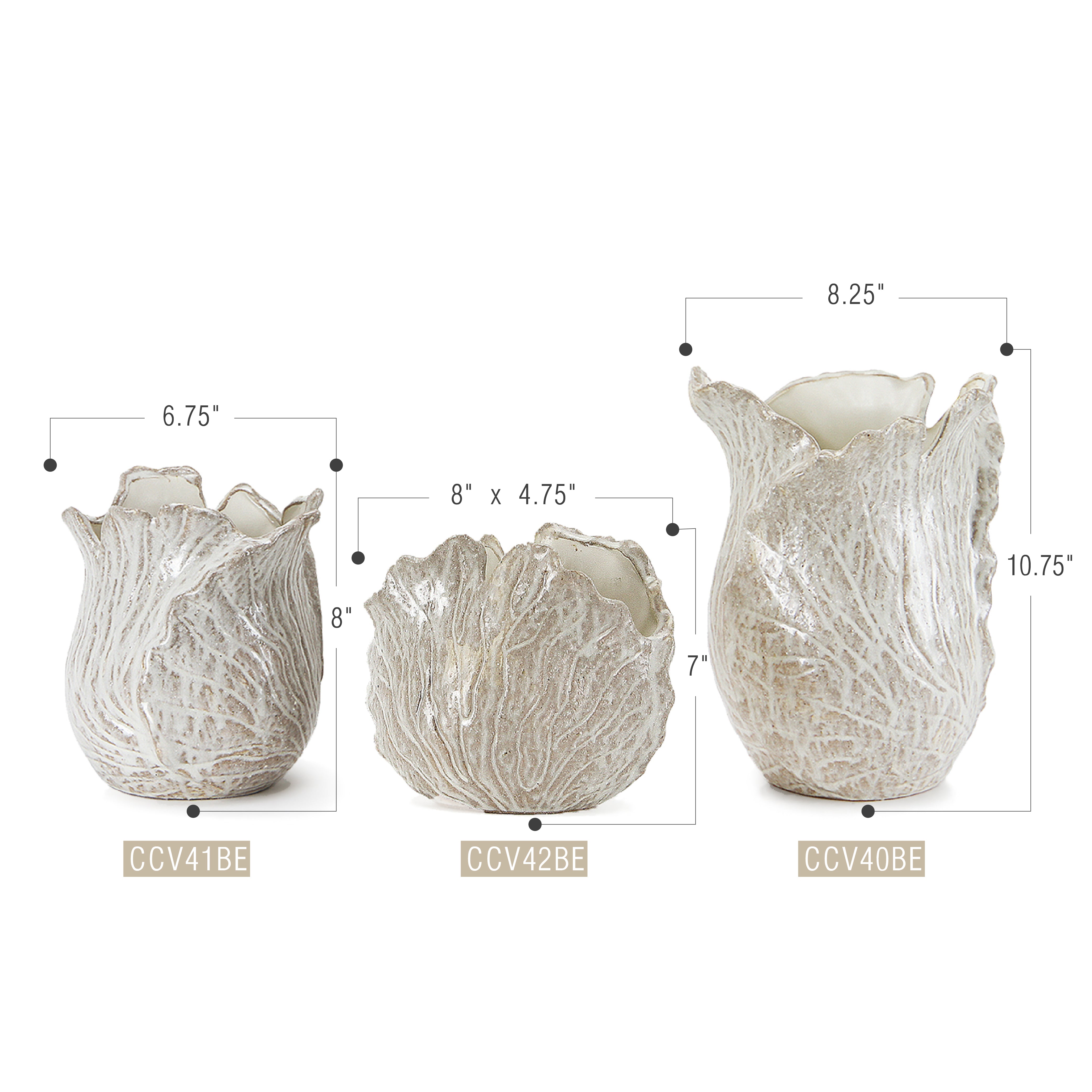 Galore Home Harmony Bloom vaso ceramica Shell Bowl beige