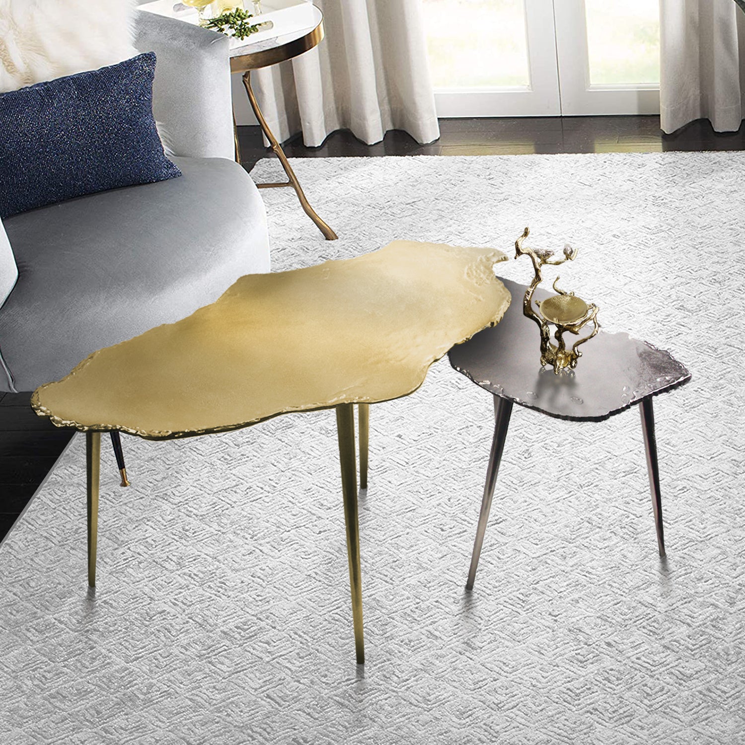 Galore Home Igneous tavolino metallo 46 cm oro piccolo