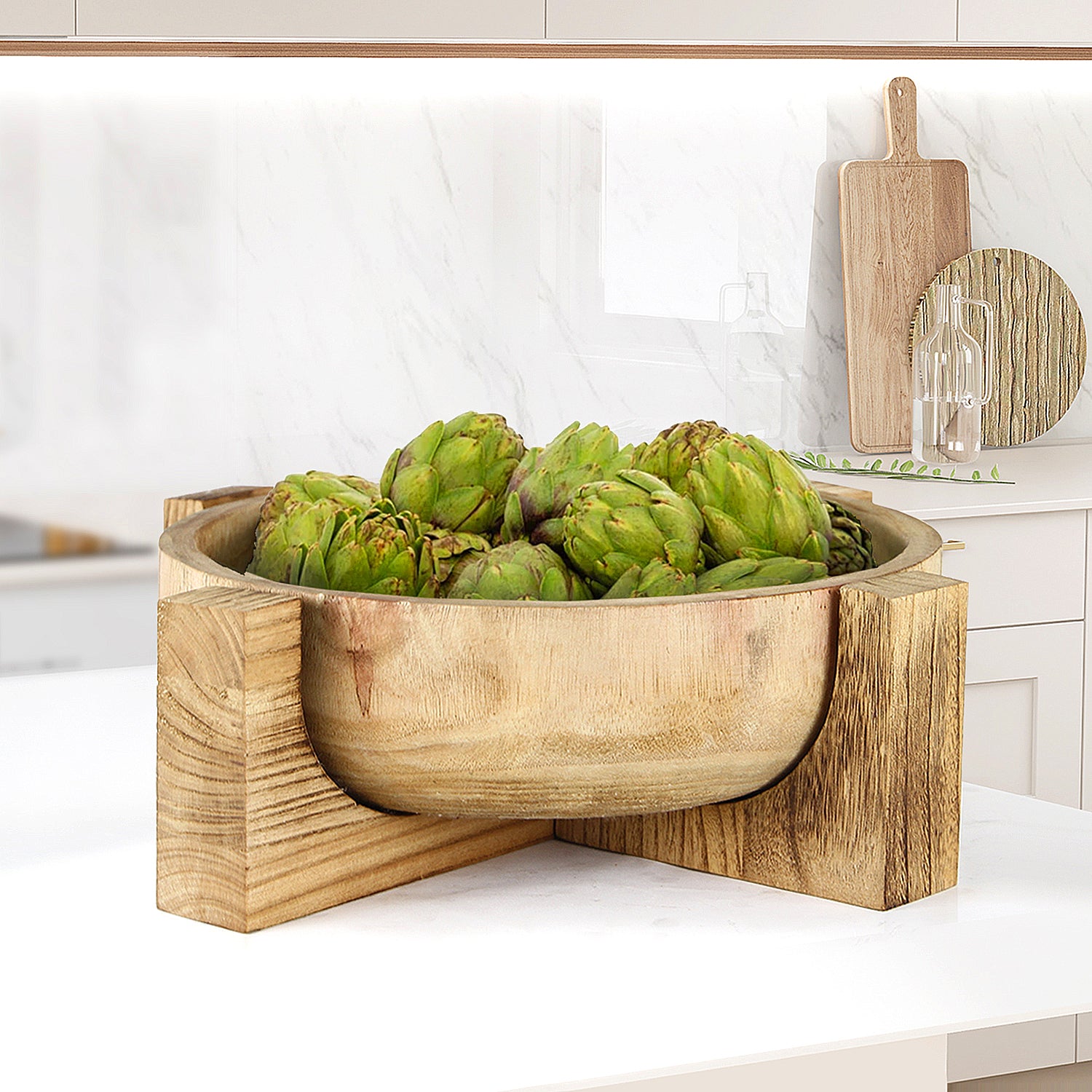Galore Home Moda ciotola legno naturale con base