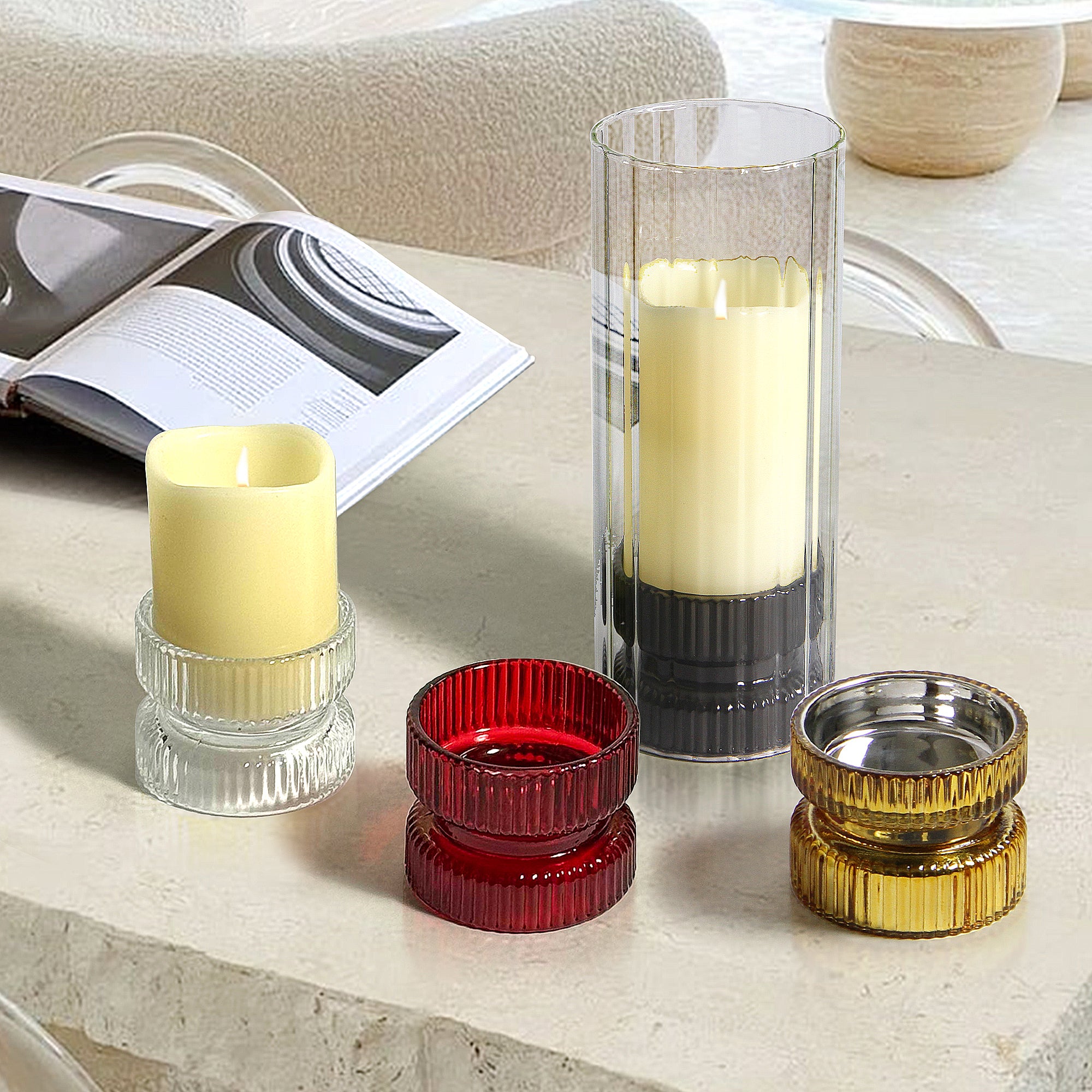 Galore Home Glass portacandele vetro set 6 trasparente