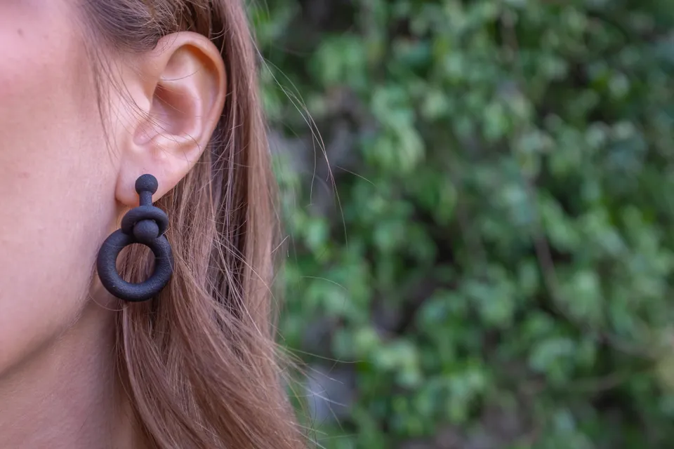 Cyrcus Design Molecular orecchini nylon nero stampa 3D