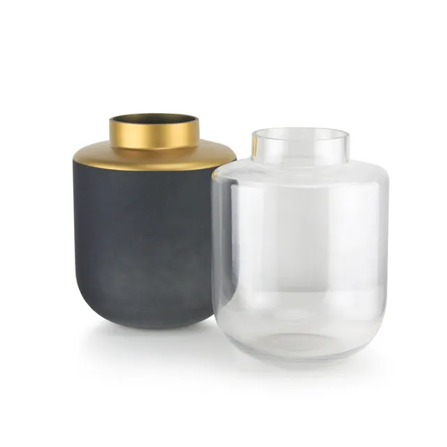 Galore Home Wellspring Vaso Vetro Nero Oro 30 cm