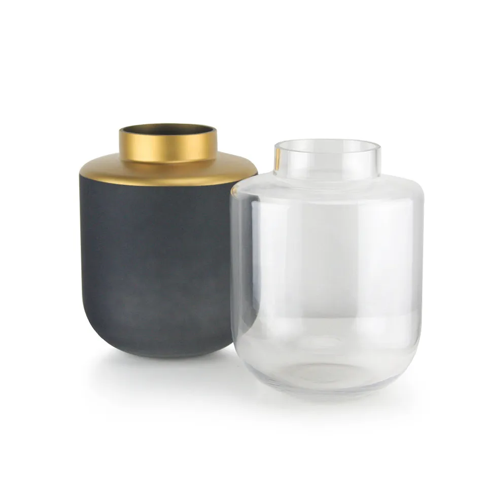 Galore Home Wellspring Vaso Vetro Nero Oro 30 cm