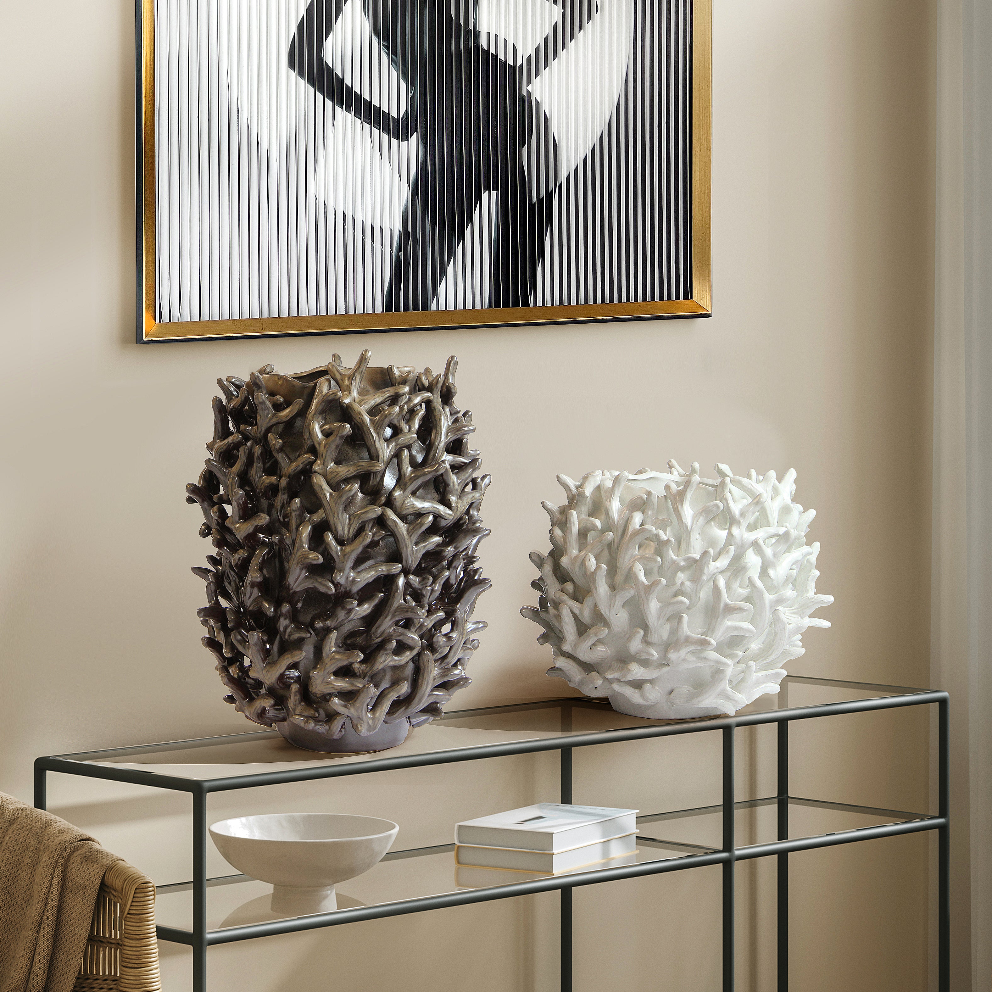 Galore Home Reefform vaso ceramica bianco 31,8 cm