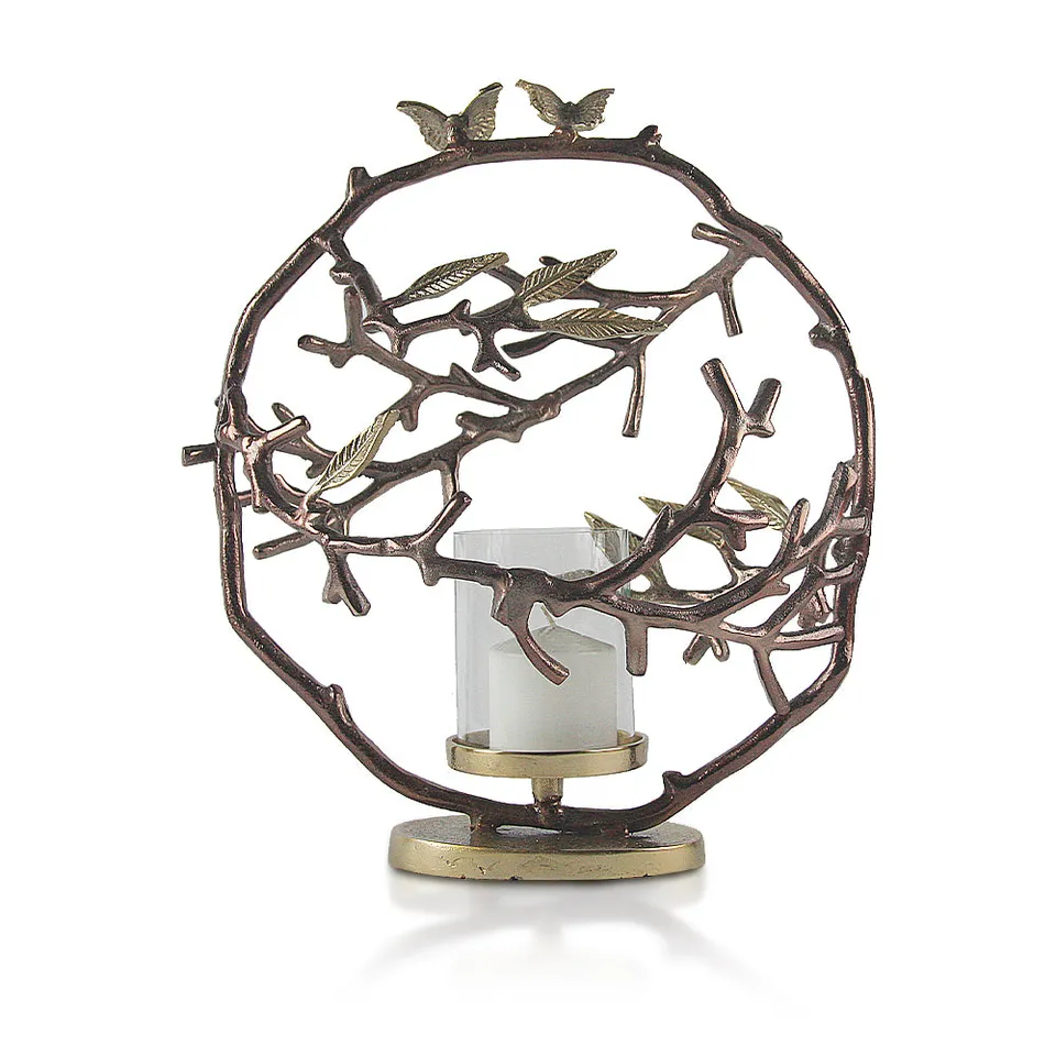 Galore Home Coronet portacandele vetro bronzo oro