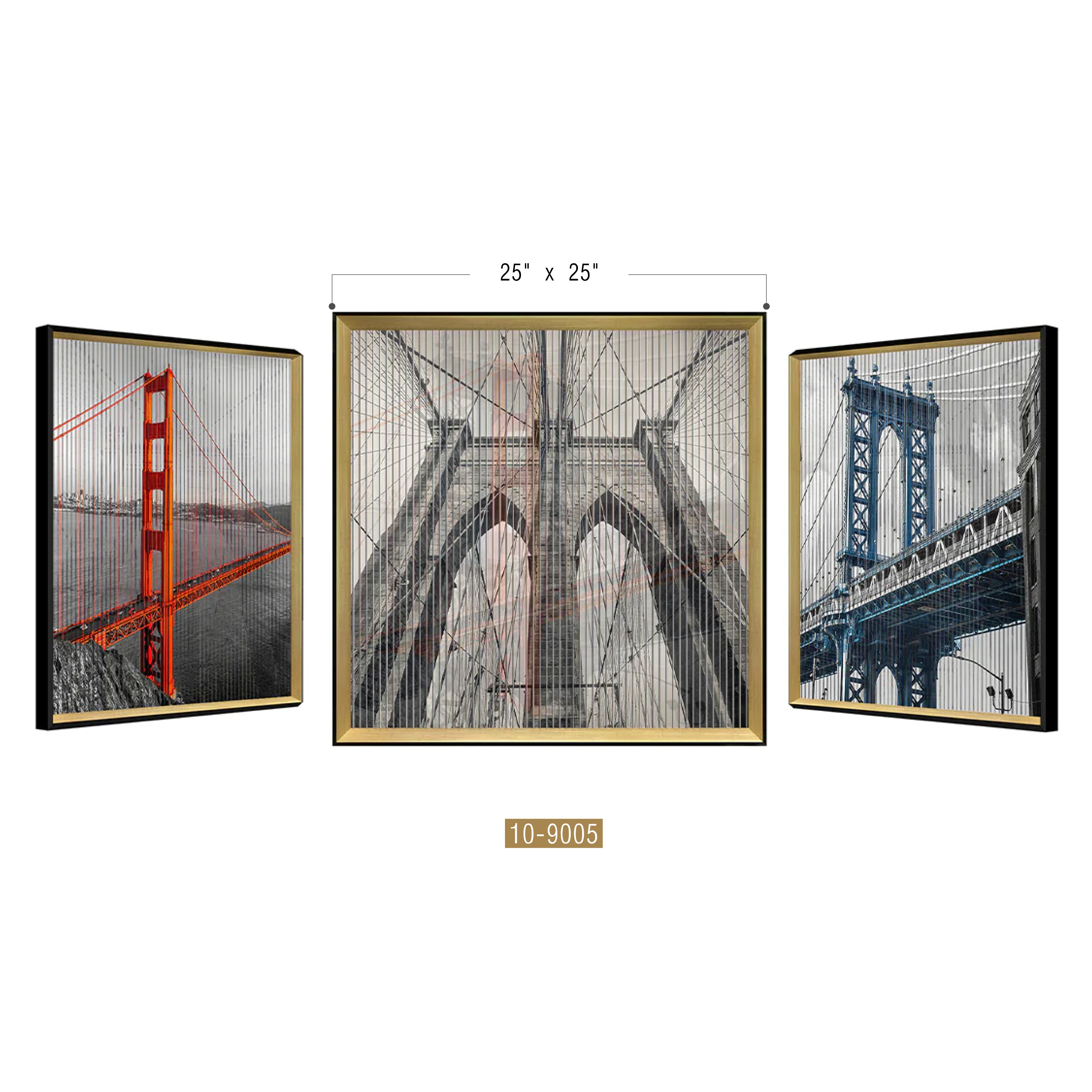 Galore Home Kinetic Bridge quadro 3D 63,5 cm nero oro