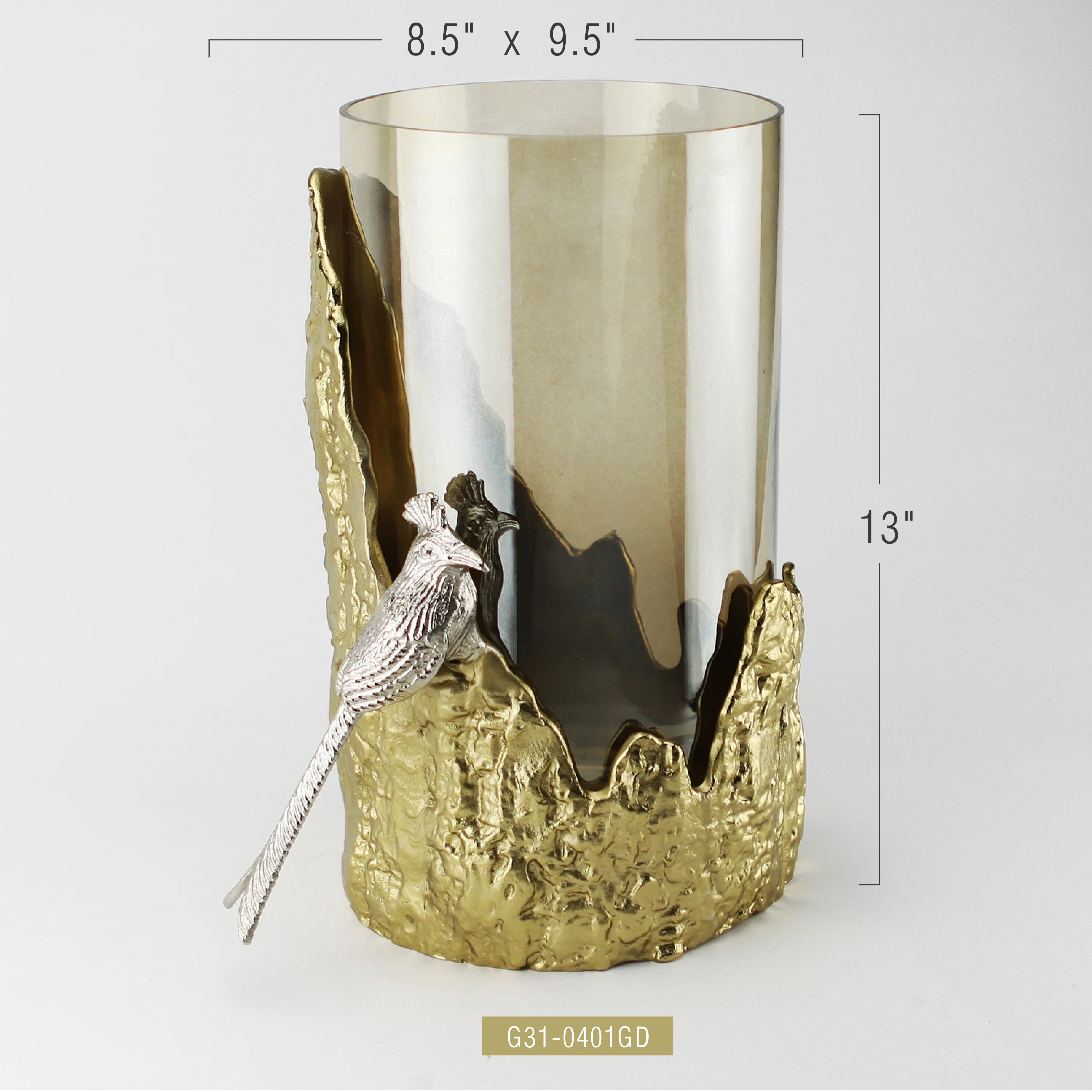 Galore Home Cardinal portacandele vaso vetro ambra oro