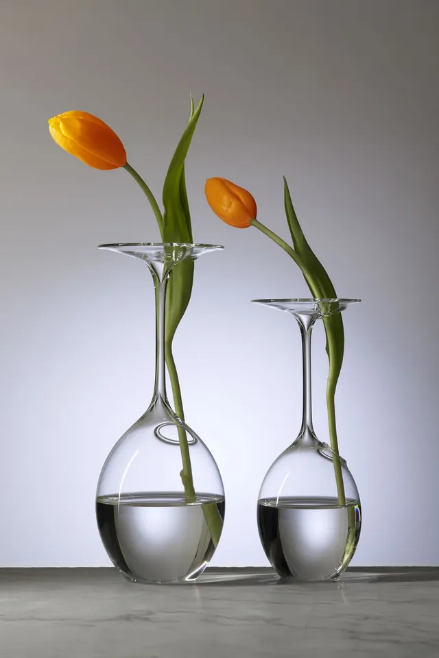 B&C Monofiore Flute Vaso Vetro Soffiato a Mano