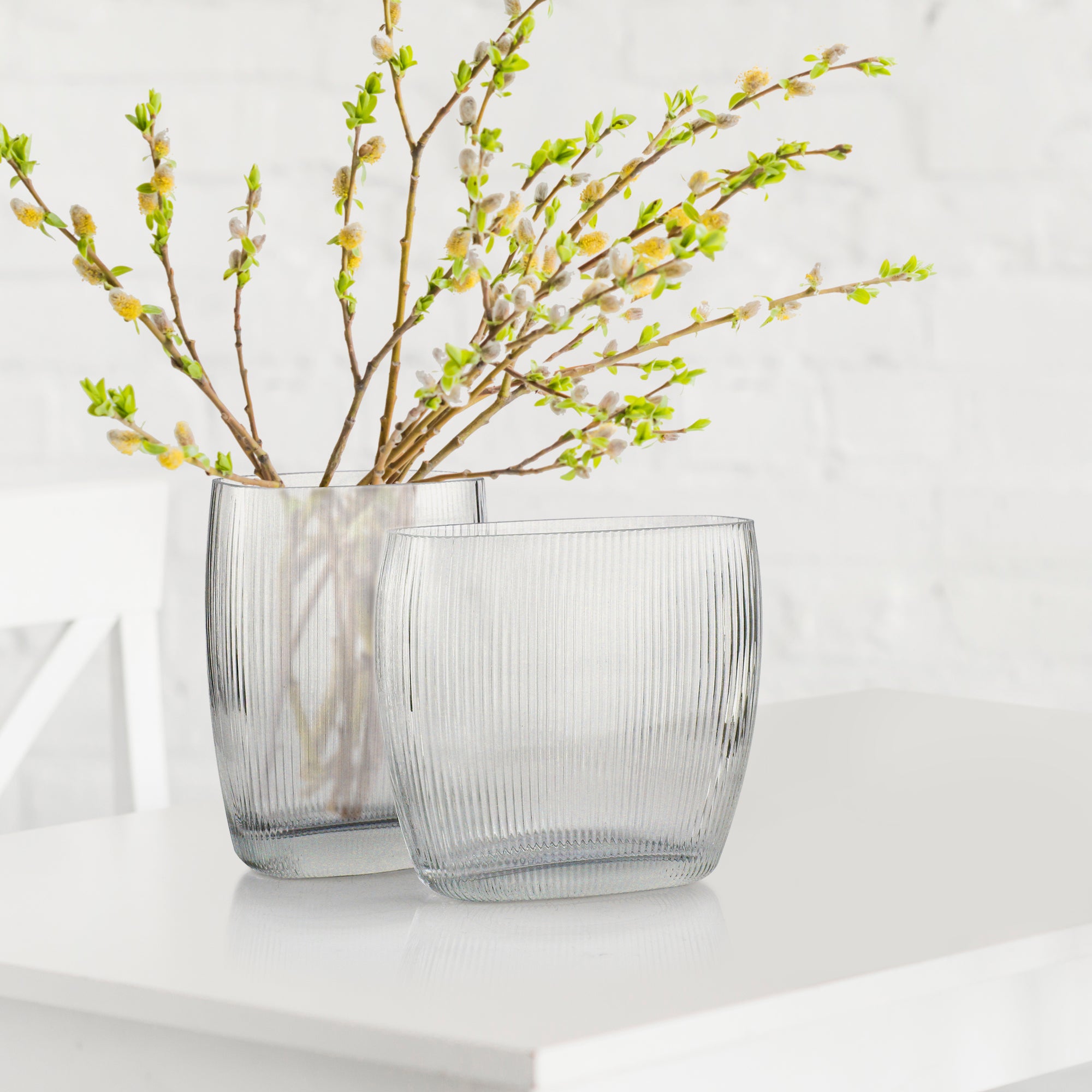 Galore Home Ribbed Oval vaso vetro costolato 12pz
