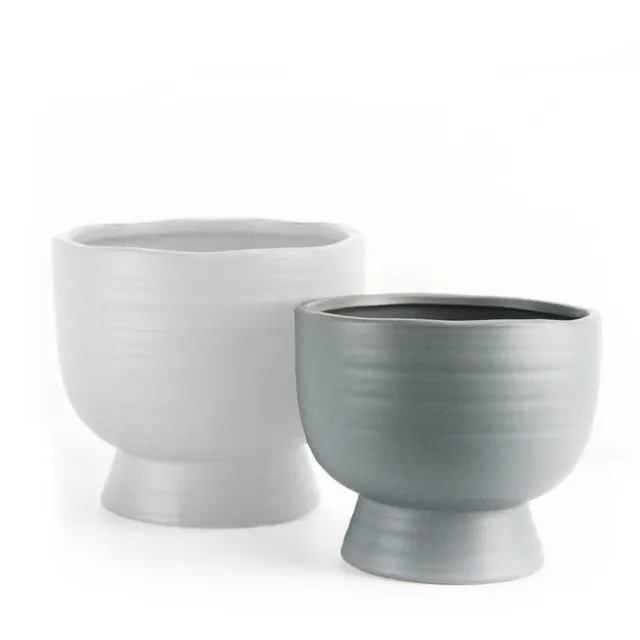Galore Home Mid Century Short Vaso Ceramica Small Bianco Satinato