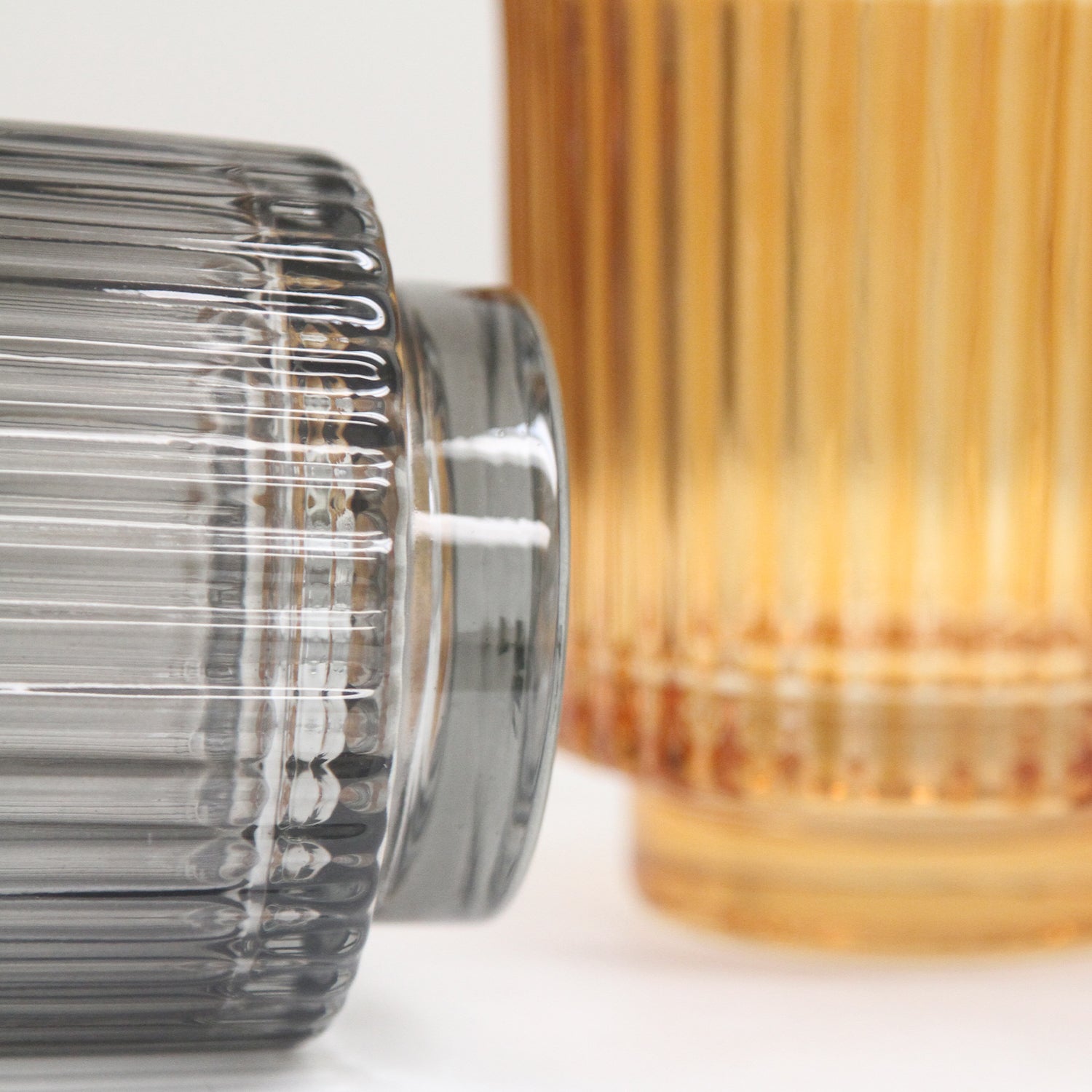 Galore Home Ribbed Portacandele in Vetro Rigato Clear 6 Pezzi