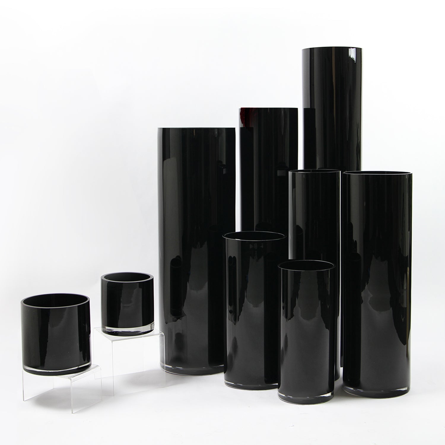 Galore Home vaso vetro cilindro nero 50 cm U9337